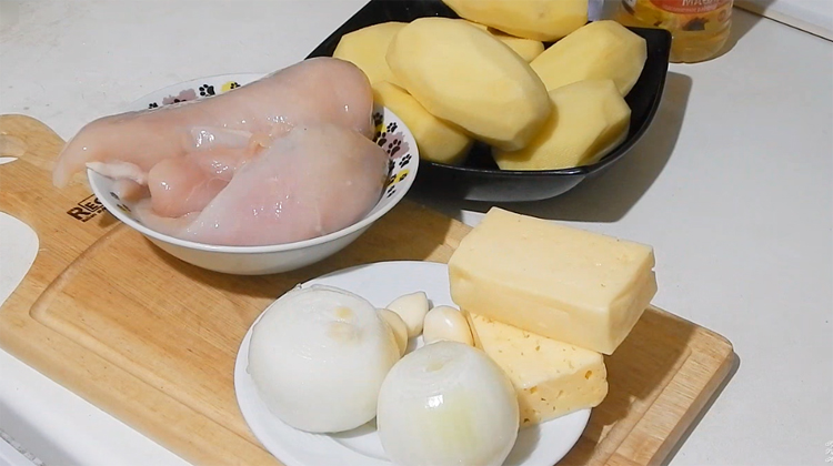 картошка с куриной грудкой в духовке рецепт