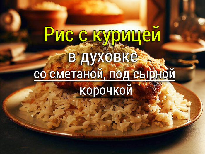 ris-s-kuritsej-v-dukhovke-retsept-so-smetanoj-pod-syrnoj-korochkoj Куриные грудки с чесноком - Простые рецепты - женский сайт